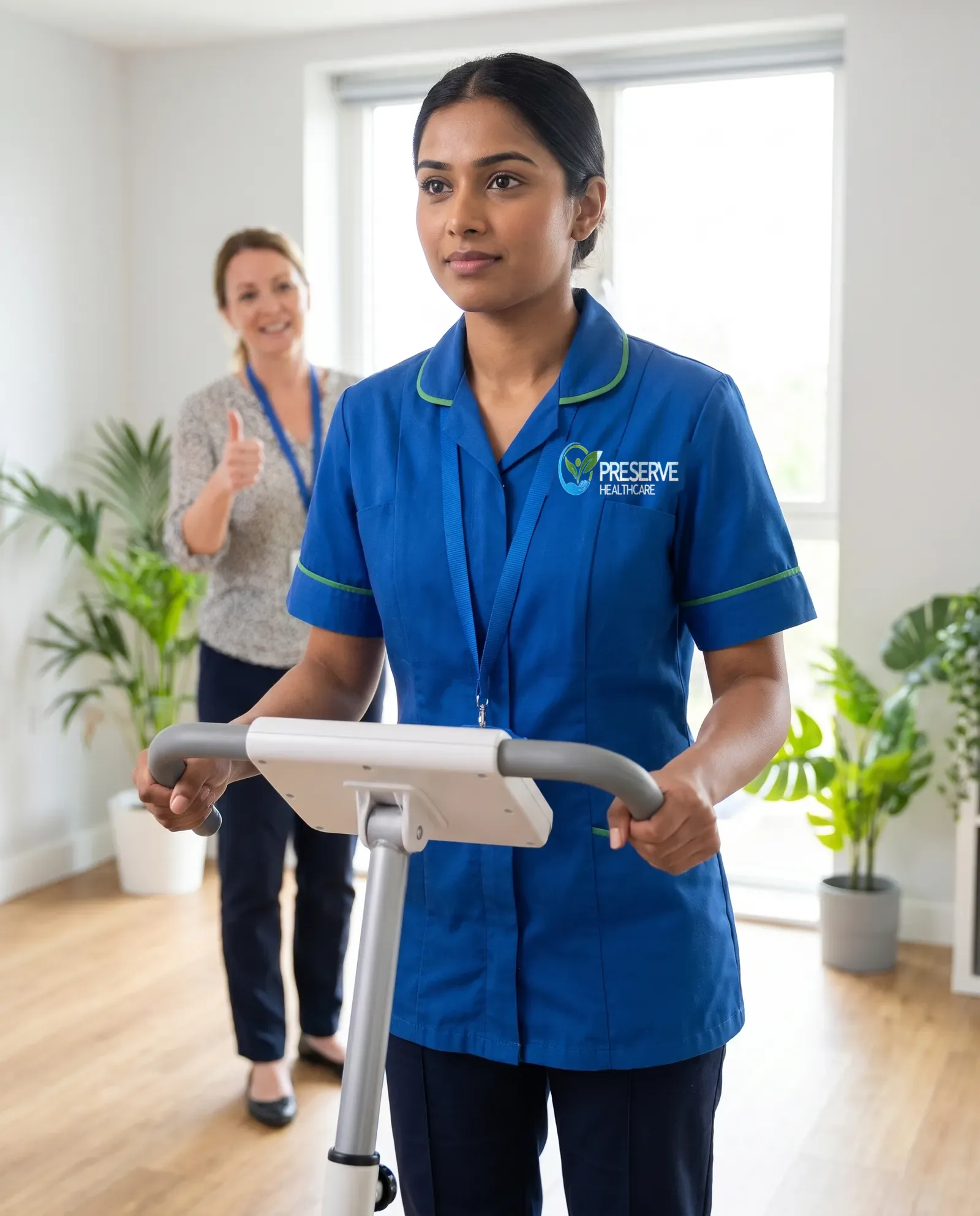 Carer practising safe moving and handling during training at Preserve Healthcare